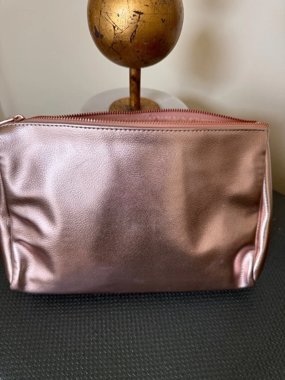 Carolina Herrera 212 Rose Gold Pink Cosmetic Bag Metallic New